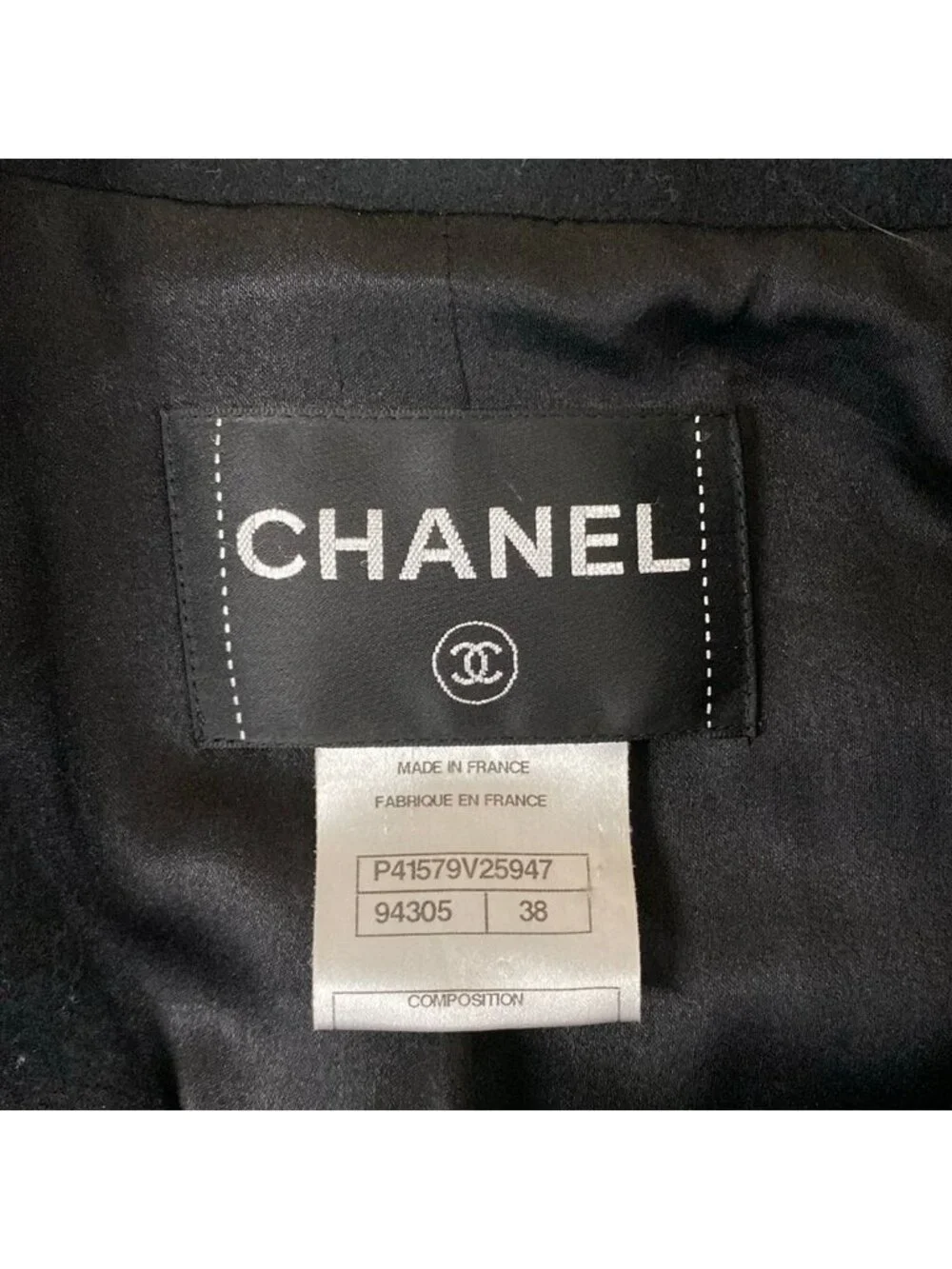 Chanel Coat 38 M Black Square Button Wool